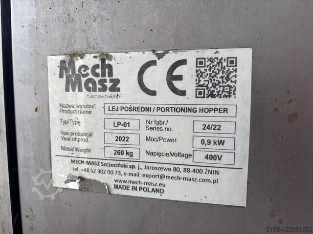 Χοάνη διανομής ζύμης Mech Masz Portioning hopper