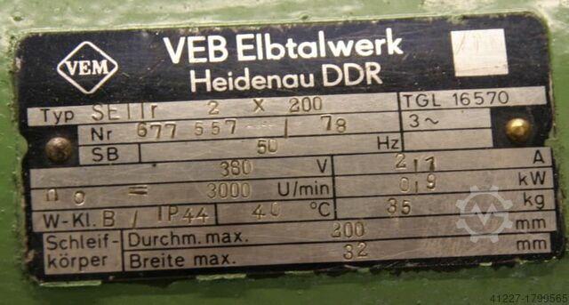 Bankslijpmachine VEB SETTr 2 x 200