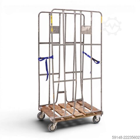 Gebruikte 2-Heks rolcontainer klemhekken + 2 nylon spanbanden   - L:800 x B:680 x H:1700mm Kruizinga 98-6529GB