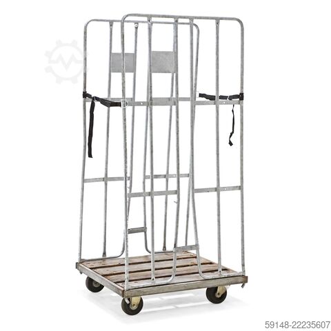 Gebruikte 2-Heks rolcontainer klemhekken + 2 spanbanden  - L:800 x B:720 x H:1680mm - Zink Kruizinga 98-6926GB