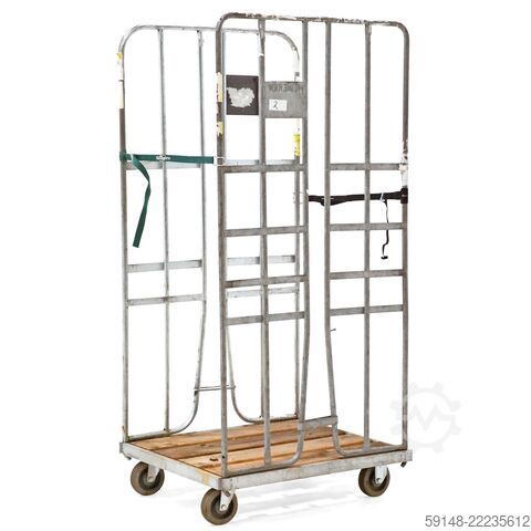 Gebruikte 2-Heks rolcontainer klemhekken + 2 nylon spanbanden   - L:800 x B:680 x H:1680mm Kruizinga 98-6927GB