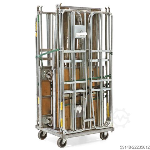 Gebruikte 2-Heks rolcontainer klemhekken + 2 nylon spanbanden   - L:800 x B:680 x H:1680mm Kruizinga 98-6927GB