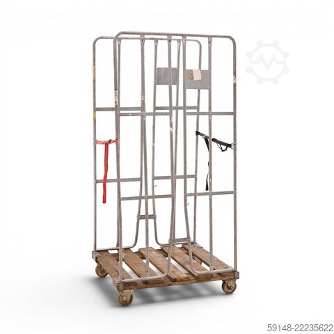 Gebruikte 2-Heks rolcontainer klemhekken + 2 nylon spanbanden   - L:800 x B:720 x H:1680mm Kruizinga 98-8124GB