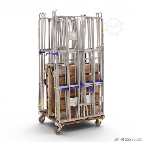 Gebruikte 2-Heks rolcontainer klemhekken + 2 nylon spanbanden   - L:800 x B:720 x H:1680mm Kruizinga 98-8124GB