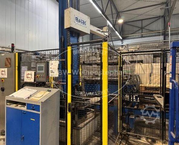 Instalación de despaletización y paletización Matek/Packtec, Syscona, Strapex 