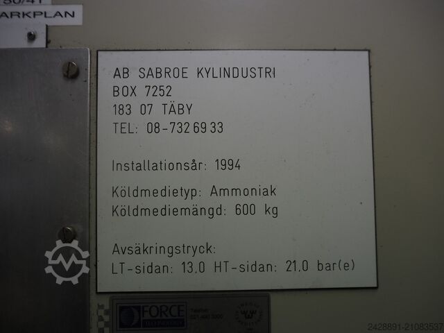 Compleet ammoniakkoelsysteem Retech, Sabroe, Tortmans, Alfa Laval PSH-0820, COSB 411904