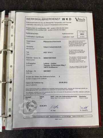 Styrsystem Vötsch Pflanzenwuchsschrank -10 bis +45 Fitotron HGC 1014 V Schrank 1