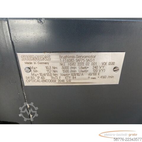 μονάδα ελέγχου Siemens 1FT6082-1AF71-1AG1 Synchronservomotor SN: EH582227202001