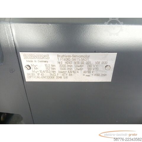 μονάδα ελέγχου Siemens 1FT6082-1AF71-1AG1 Synchronservomotor SN: EHD65161502001