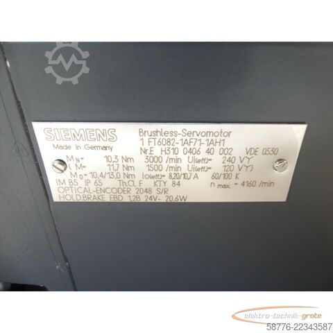 μονάδα ελέγχου Siemens 1FT6082-1AF71-1AH1 Synchronservomotor SN:EH310040640002