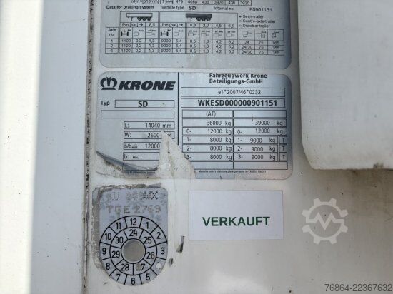 Semiremorcă cu platformă joasă KRONE KüHLAUFLIEGER,  THERMO KING SLXI 400, DOPPELSTOCK, SAF-ACHSEN