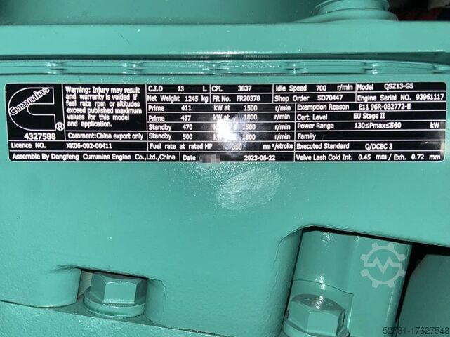 Generator set Cummins C500D5Q - 500 kVA Generator - DPX-18520