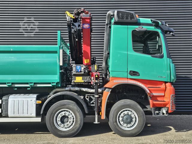 Kipper met kraan Mercedes-Benz AROCS 4145 / 8X6 / TIPPER + HMF CRANE