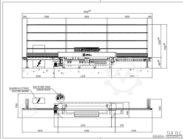 Brousicí stroj na sklo Lattuada TLR 13 C