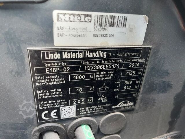 Elektrische vorkheftruck met 4 wielen Linde E16P-02/ 3. & 4. Ventil/ Hub Defekt/ Bastlerfahrze