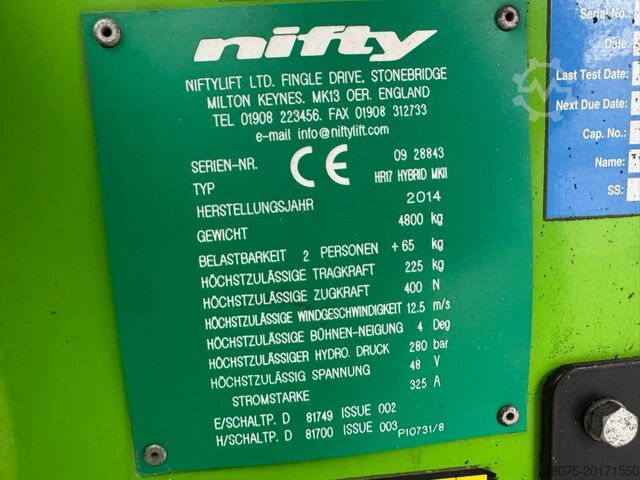 Scharnierende telescopische hoogwerker Niftylift HR 17 D E
