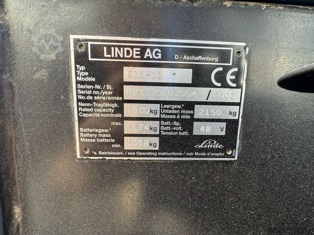 VS-22653 Elektrikli forklift Linde E16/335 LINDE E16/335