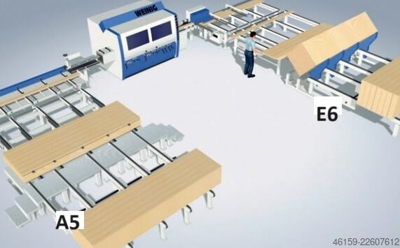 Automation av fräslinje med staplare Weinig E6 infeed + A5 outfeed + stacker