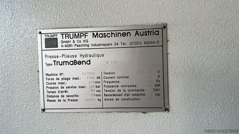 Kantpers TRUMPF TrumaBend V170