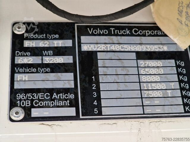 Standard-SZM Volvo FH 13.500 Globetrotter XL 6x2 - PTO/Hydraulic -...