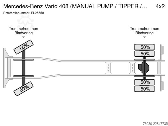 Tipper 3 côtés Mercedes-Benz Vario 408 (MANUAL PUMP / TIPPER / POMPE MANUELL...