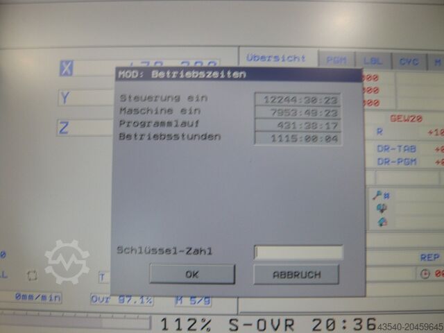 Máquina de moagem Kunzmann WF4/3 TNC320 wenig Betriebsstunden