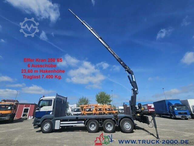 Flatbed truck MAN TGS 35.400 8x4 Effer 250 6S Höhe 23,5m NL:16,3T