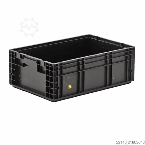 Begagnade ESD-stapelbara behållare, ESD-lådor, alla sidor stängda, L: 600, B: 400, H: 215 Kruizinga 98-658GB-PAL