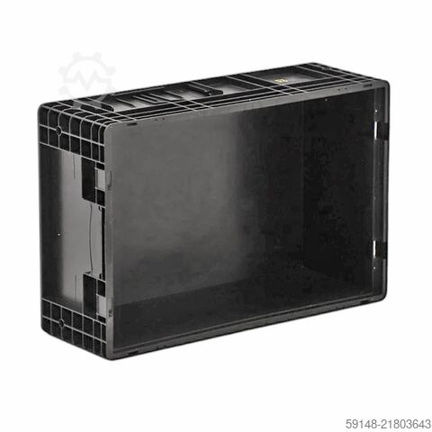 Begagnade ESD-stapelbara behållare, ESD-lådor, alla sidor stängda, L: 600, B: 400, H: 215 Kruizinga 98-658GB-PAL
