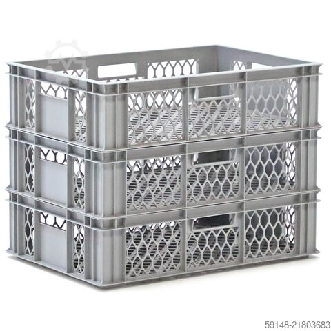 Gebruikte broodkratten palletaanbieding 60 stuks wanden + bodem geperforeerd   - L:600 x Kruizinga 98-7143GB-PAL