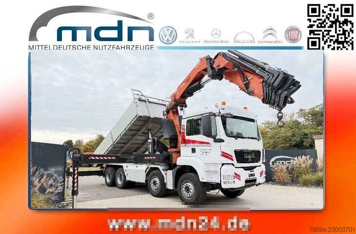 Camion plateau MAN TGS 37.440 8x4 KRAN 21m Kipper 5/6 Steuerkre