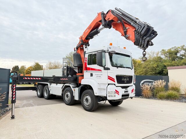 Camion plateau MAN TGS 37.440 8x4 KRAN 21m Kipper 5/6 Steuerkre