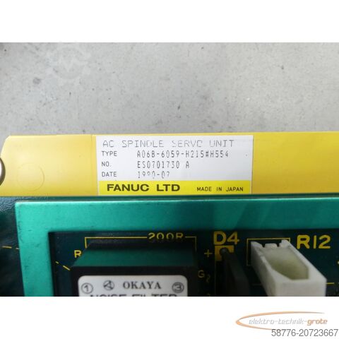 Component Fanuc A06B-6059-H215 # 554 AC Spindle Servo Unit A20B-1003-0120