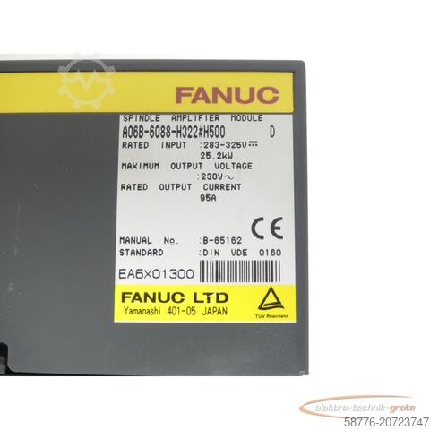 Component Fanuc A06B-6088-H322 # H500 Spindle Amplifier SN:EA6X01300