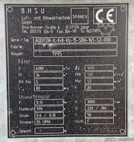 Afzuigsysteem Spänex Additor-K-II-II-VU-15-SBU-165-S2-000