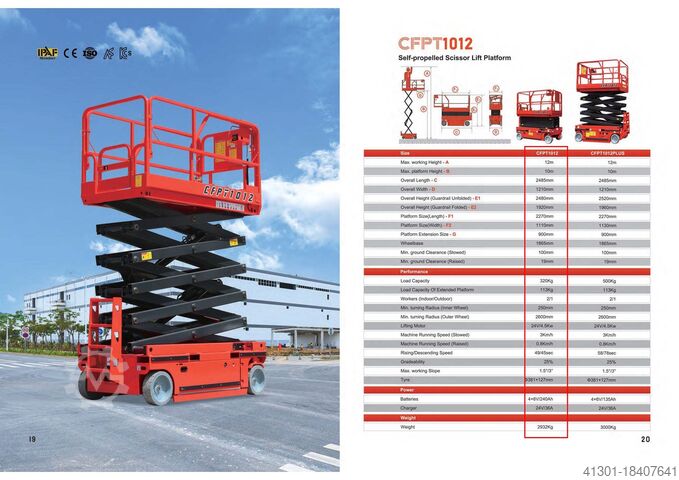 Makaslı platform YENİ TİCARET FUARI ÖDÜLÜ BAUMA CFMG CFPT1012