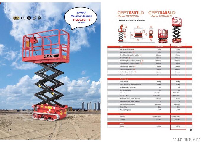 Makaslı platform YENİ TİCARET FUARI ÖDÜLÜ BAUMA CFMG CFPT1012