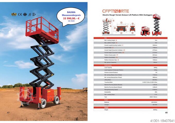 Makaslı platform YENİ TİCARET FUARI ÖDÜLÜ BAUMA CFMG CFPT1012