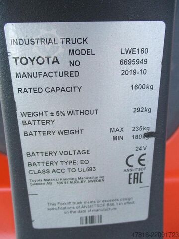 Manuel transpalet TOYOTA LWE160