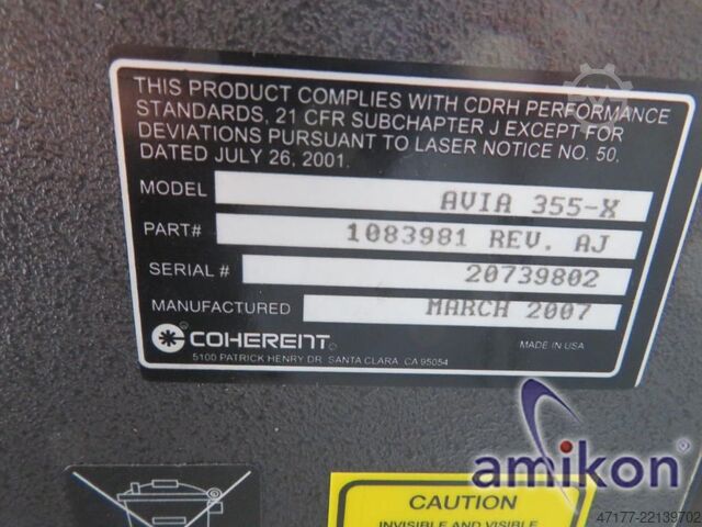 Fonte de feixe de laser Coherent AVIA 355-X mit PC