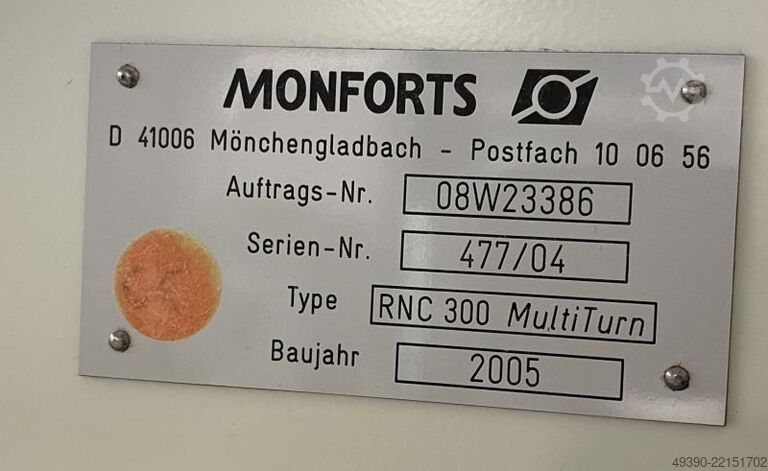 Torno CNC com ferramentas acionadas e eixo Y; comando CNC FANUC Series 18i-TB, centro de usinagem (B MONFORTS RNC 300 MultiTurn