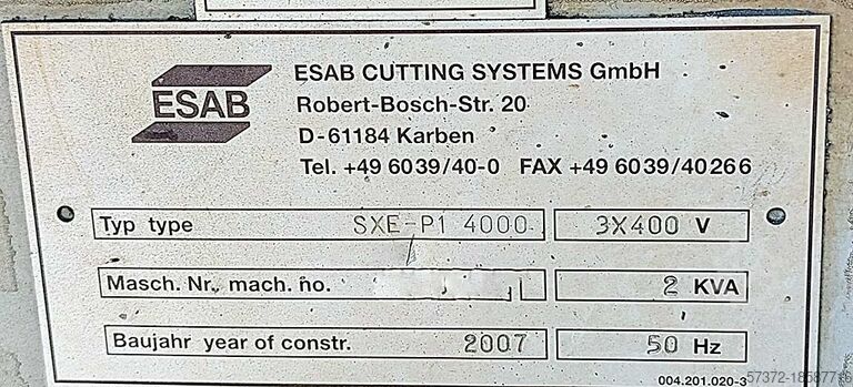 CNC-plasmasnijsysteem ESAB SXE-P1 4000
