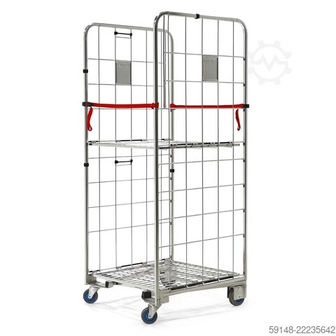 Gebruikte 2-Heks rolcontainer a-frame nestbaar  - L:800 x B:760 x H:1900mm - Grijs - Kruizinga 99-PQ8718GB