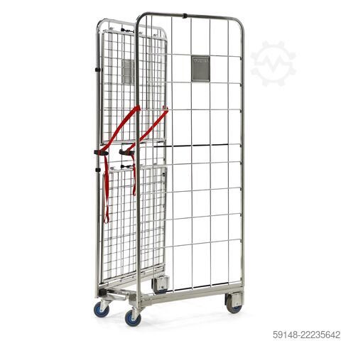 Gebruikte 2-Heks rolcontainer a-frame nestbaar  - L:800 x B:760 x H:1900mm - Grijs - Kruizinga 99-PQ8718GB
