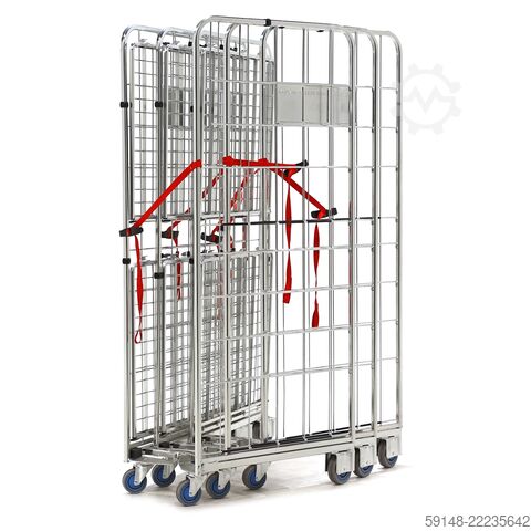 Gebruikte 2-Heks rolcontainer a-frame nestbaar  - L:800 x B:760 x H:1900mm - Grijs - Kruizinga 99-PQ8718GB