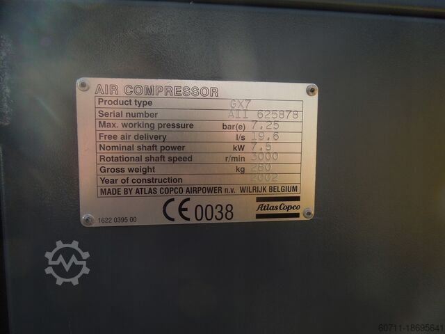 Compresor de tornillo Atlas Copco GX7FF