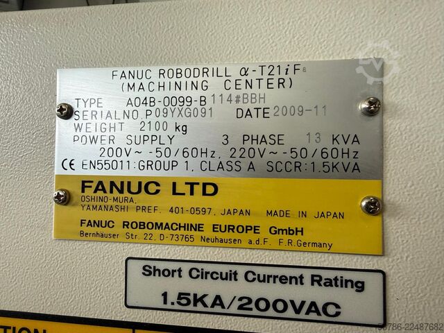 Vertikalt bearbejdningscenter Fanuc Robodrill Alpha T21iFa 5 axis