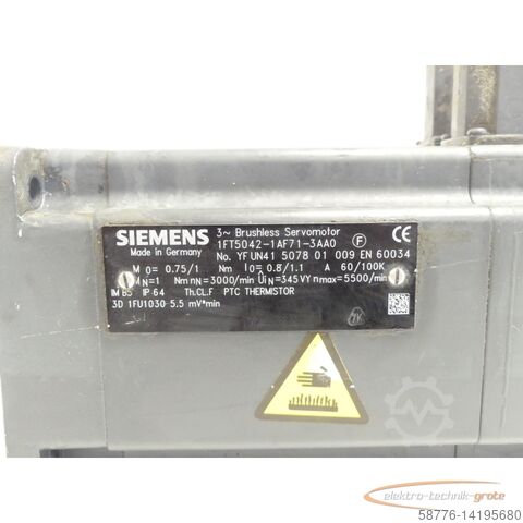 Siemens motor Siemens 1FT5042-1AF71-3AA0 AC-VSA-Motor SN:YFUN41507801009