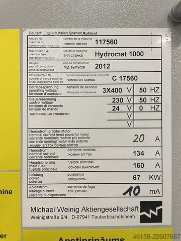 Profilozó gép WEINIG HYDROMAT 1000 + MECHANISATION