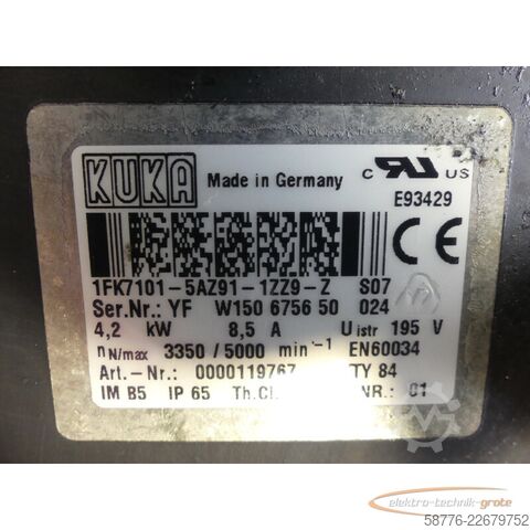 Styrenhet KUKA 1FK7101-5AZ91-1ZZ9-Z S07 Servomotor SN: YFW150675650024